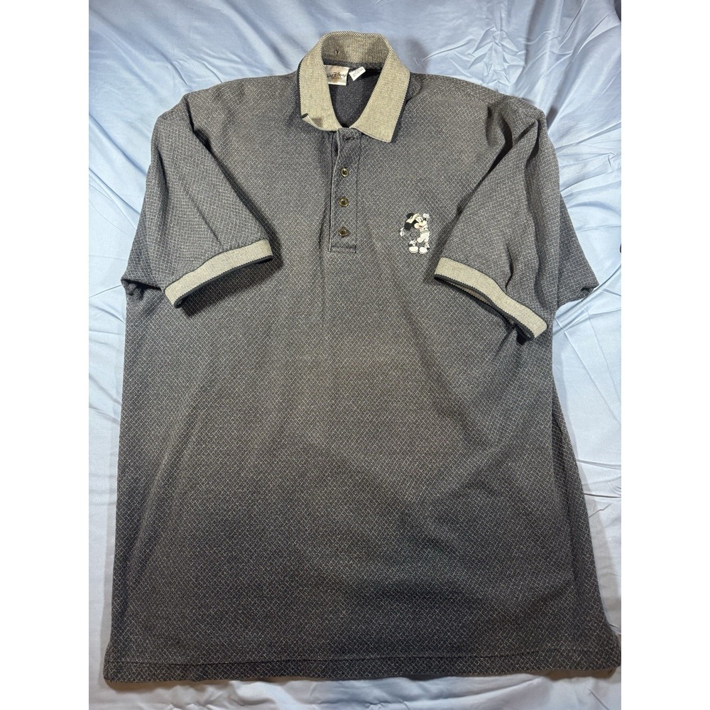 Vintage Walt Disney World Men's Grey Mickey Mouse Golf Polo Size XXL
